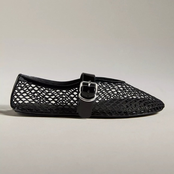 New Jeffrey Campbell Netted mesh Ballet Flats Black 7 - Picture 1 of 12
